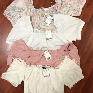 BNWT H&M Cropped Puff-sleeved Top